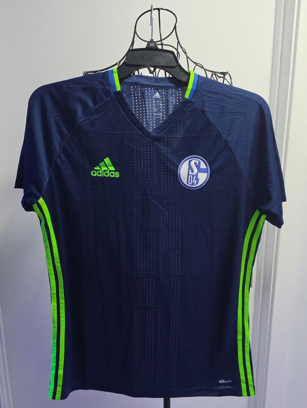 adidas Navy Soccer Jersey with Neon Green Accents